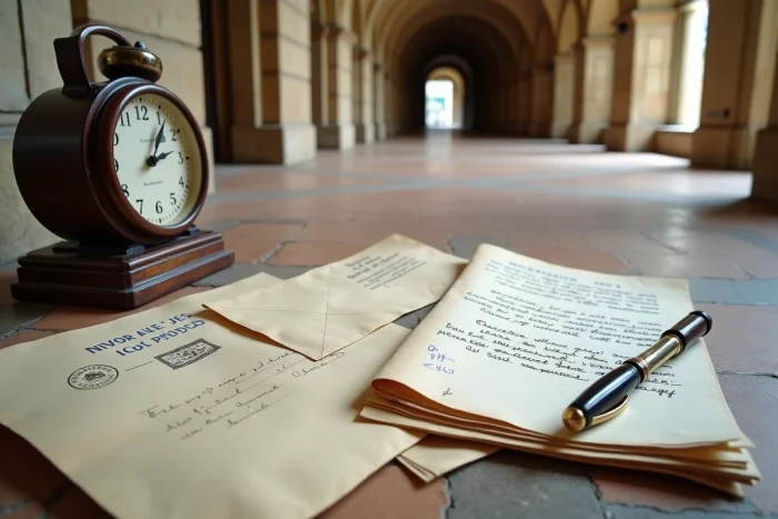 Documents juridiques officiels et code civil posés dans un couloir de palais de justice illustrant les délais de forclusion et prescription en droit français