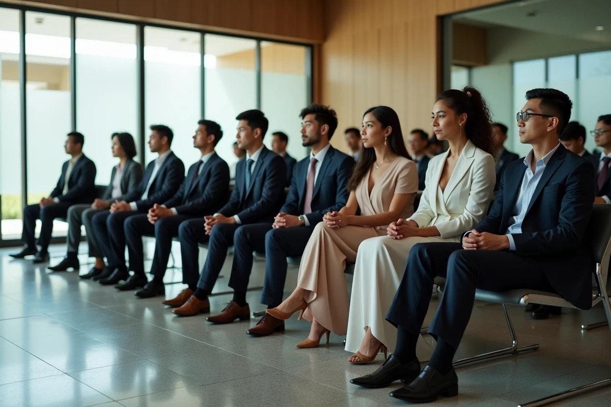 Groupe d invités assis dans la salle d