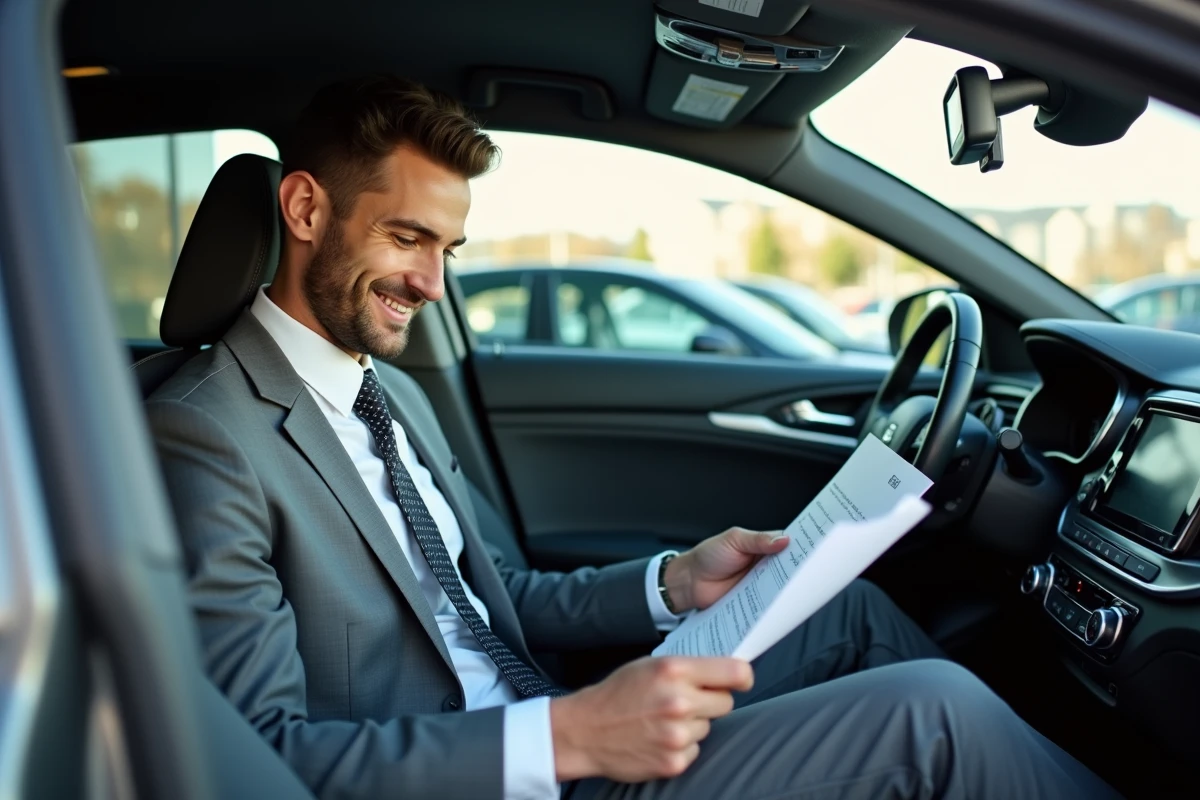 Jeune homme professionnel dans l intérieur d une voiture