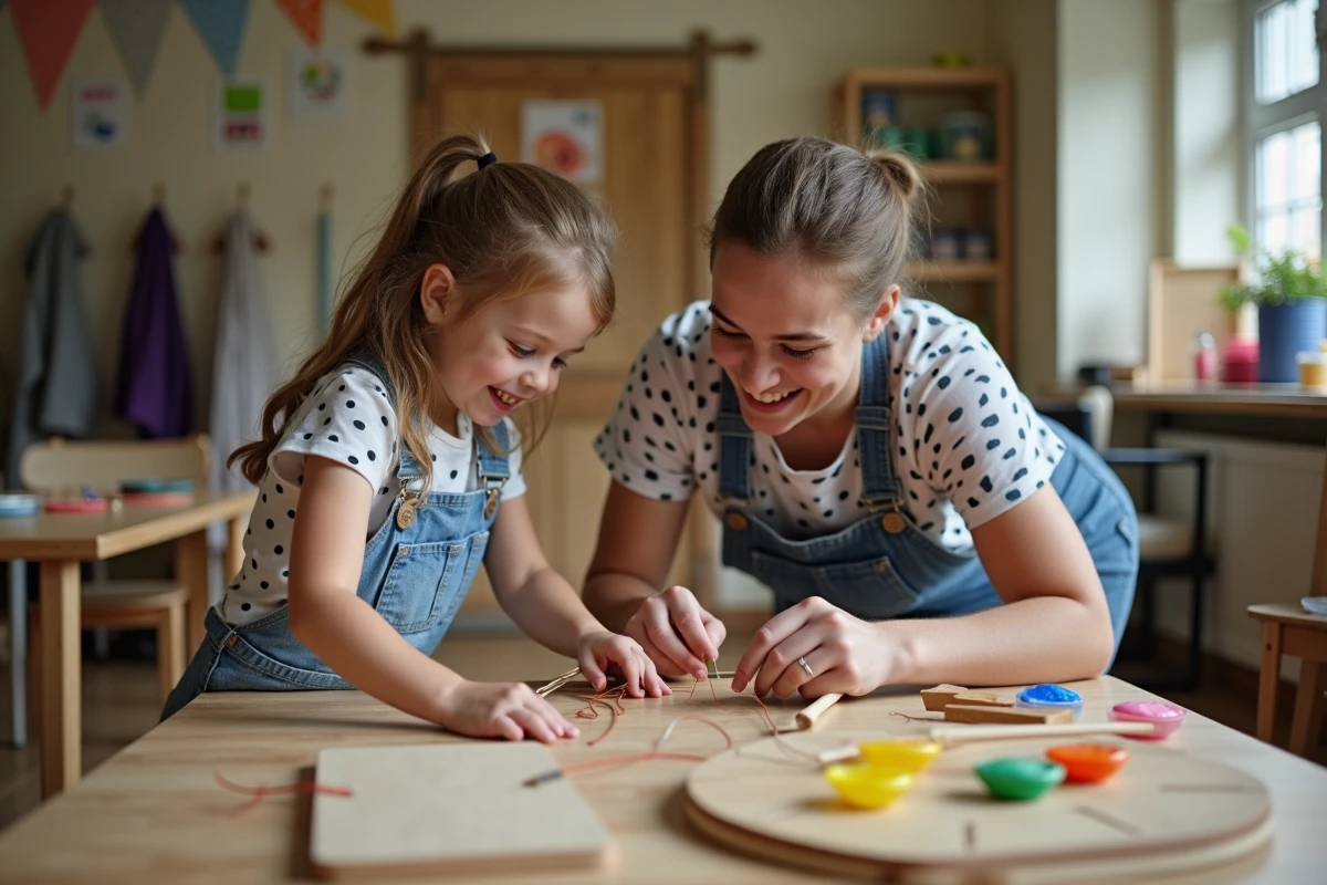 Parent guidant une fille lors d